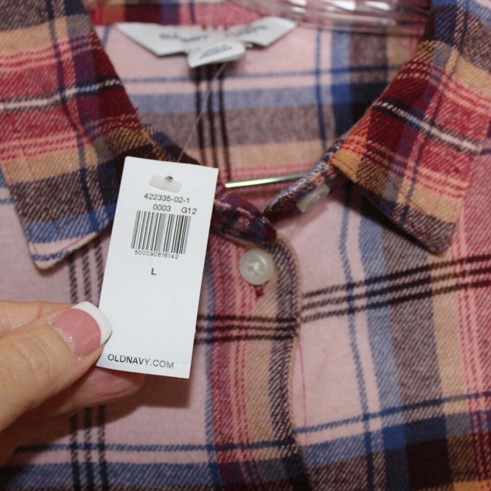 Old Navy Boyfriend‎ Plaid Shirt 100% Cotton Women's Size Large